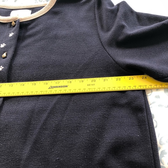 CJ Banks 1X Cardigan Cat Dog Embroidered Cat Navy - Picture 6 of 8